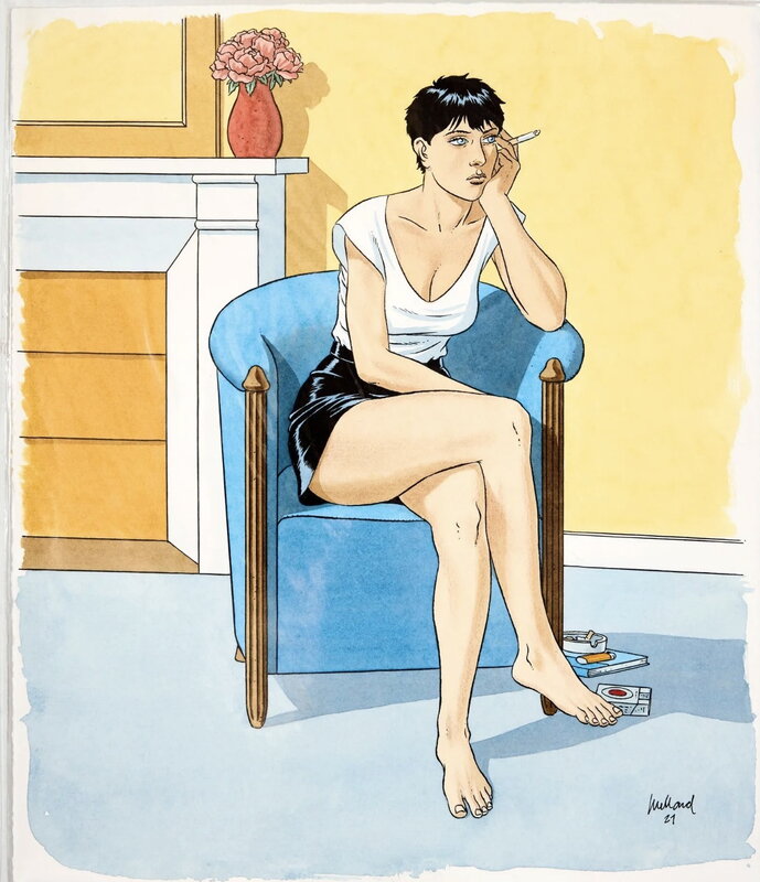 Le cahier bleu par André Juillard - Illustration originale