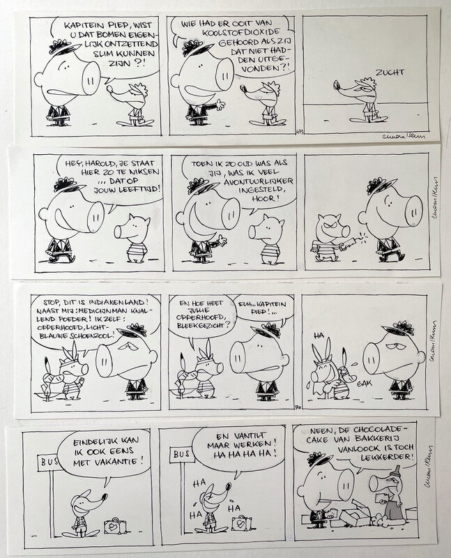 Luc Cromheecke, 4 strips originaux (3) de 