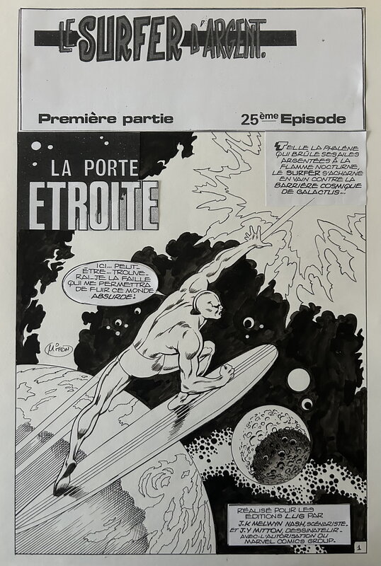 Mitton, Le Surfer d’argent#25, La porte étroite, 1ére partie, planche n°1 de titre, 2015.