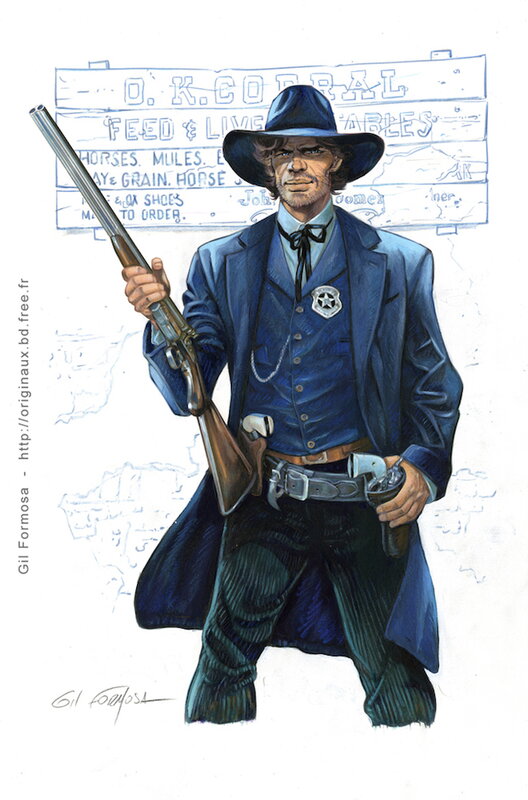 Gil Formosa, Marshal BLUEBERRY OK Corral - Illustration originale