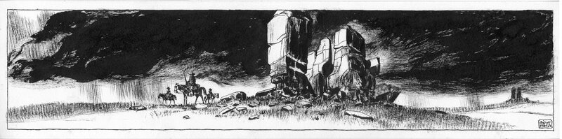 En vente - Dans la plaine par Thierry Martin - Illustration originale