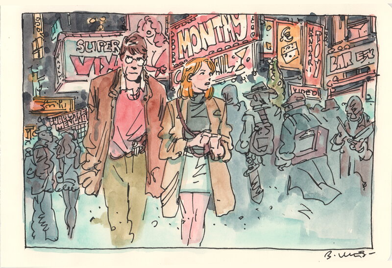 En vente - Bastien Vivès, Bastien Vives - Lune de miel  - Midi entre quatre planches - 1 - Illustration originale