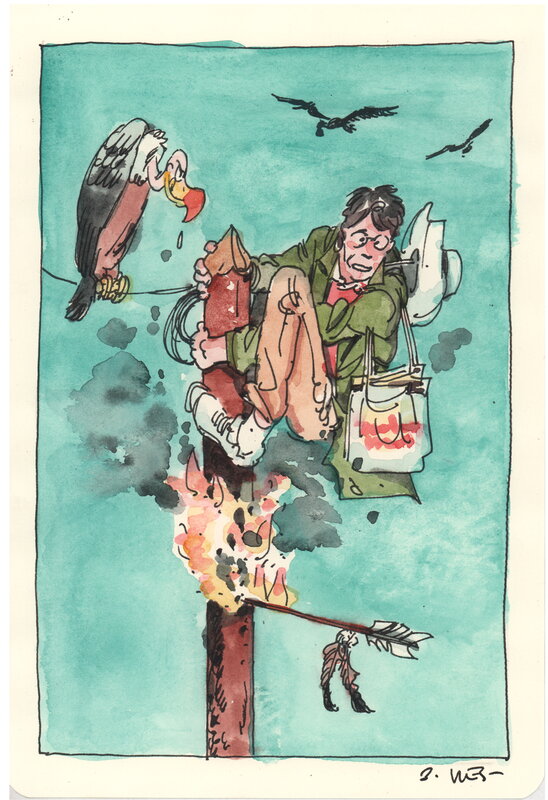 For sale - Bastien Vivès, Bastien Vives - Lune de miel  - Midi entre quatre planches - 12 - Original Illustration