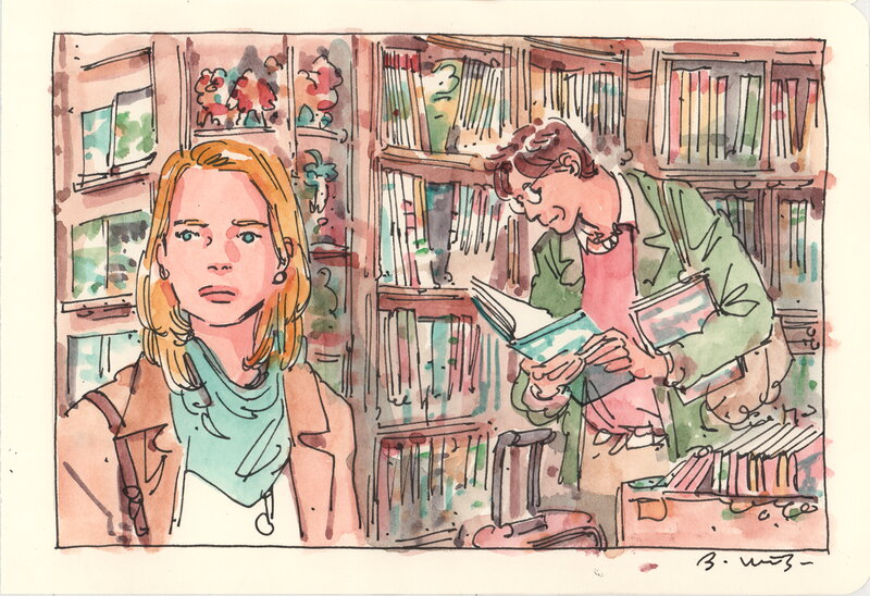 En vente - Bastien Vivès, Bastien Vives - Lune de miel  - Midi entre quatre planches - 2 - Illustration originale