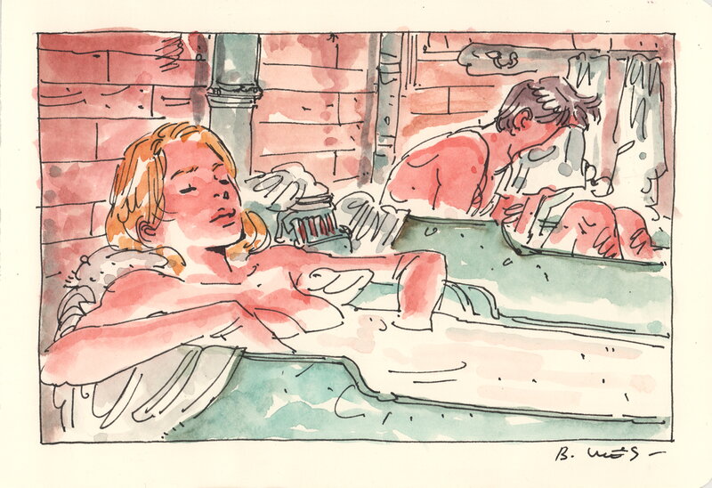 En vente - Bastien Vivès, Bastien Vives - Lune de miel  - Midi entre quatre planches - 3 - Illustration originale