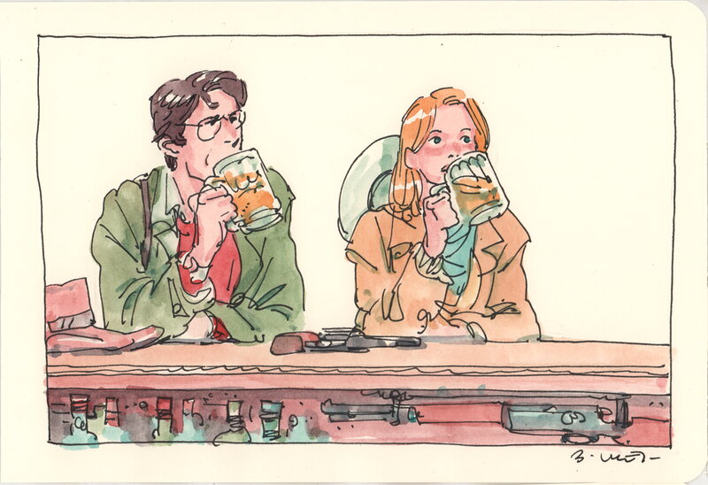 For sale - Bastien Vivès, Bastien Vives - Lune de miel  - Midi entre quatre planches -6 - Original Illustration