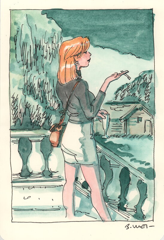 En vente - Bastien Vivès, Bastien Vives - Lune de miel  - Midi entre quatre planches - 8 - Illustration originale