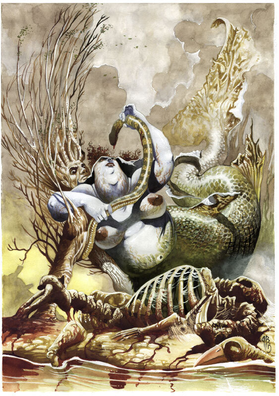 En vente - La sirène gourmande par Philippe Bringel - Illustration originale