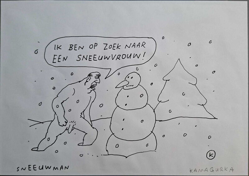 En vente - Sneeuwman par Kamagurka - Illustration originale