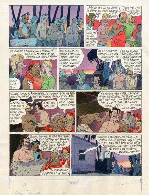 En vente - Gérard Lauzier, Chroniques de l'île grande - Le bahut de Dona Maria - Planche originale