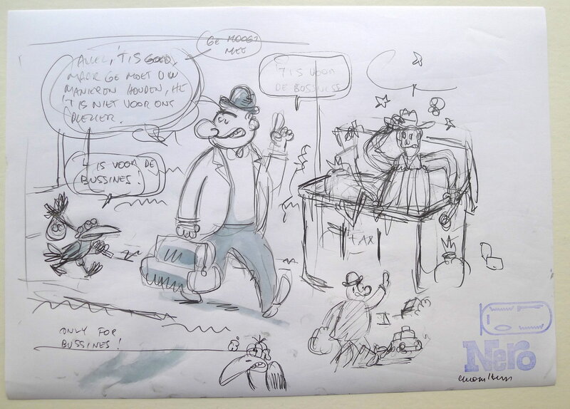 Luc Cromheecke, Willy Linthout, Marc Sleen, 11 pages de croquis préparatoires 