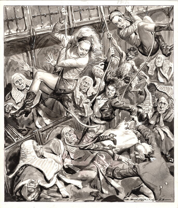 En vente - Guido Buzzelli, Caos giudiziario [Chaos judiciaire] - Illustration originale