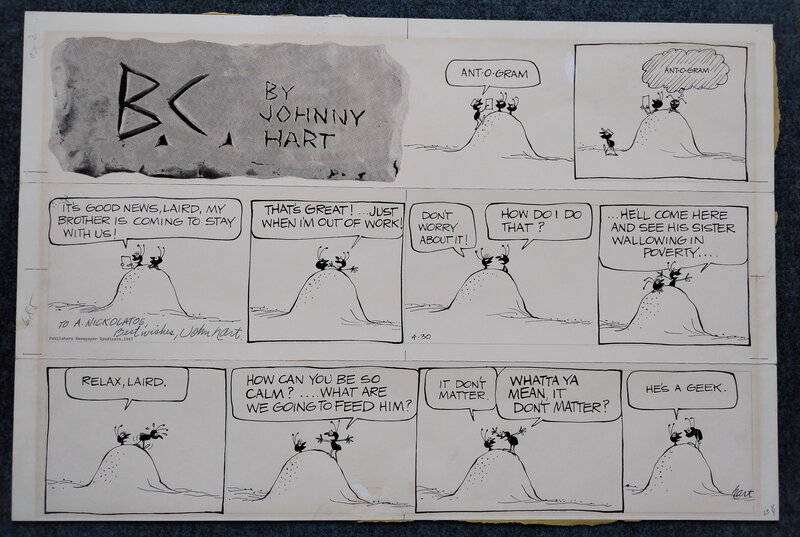 Johnny Hart, B.c. daily April 30, 1967 - Planche originale