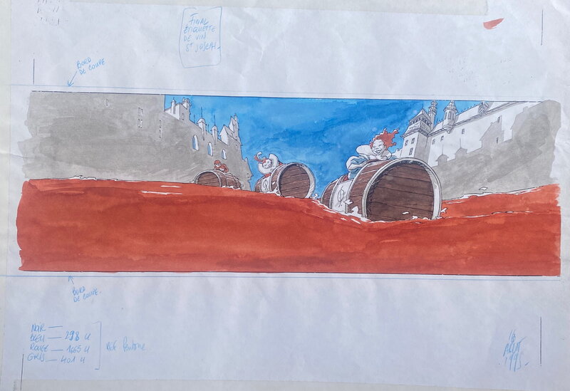 Isabelle Dethan, Mazan, Isabelle Dethan & Mazan, mise en couleur originale pour une étiquette de vin St JOSEP AOC. - Mise en couleur