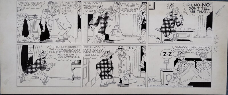 Chic Young, (Partial) Blondie Sunday strip, February 24 1946 - Planche originale