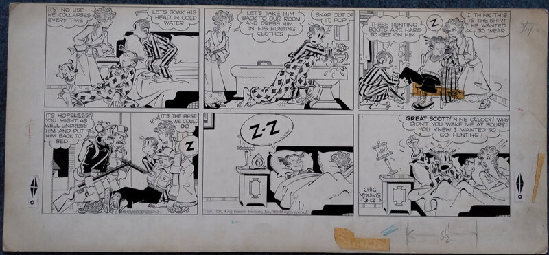 Chic Young, (Partial) Blondie Sunday strip, March 12 1950 - Planche originale