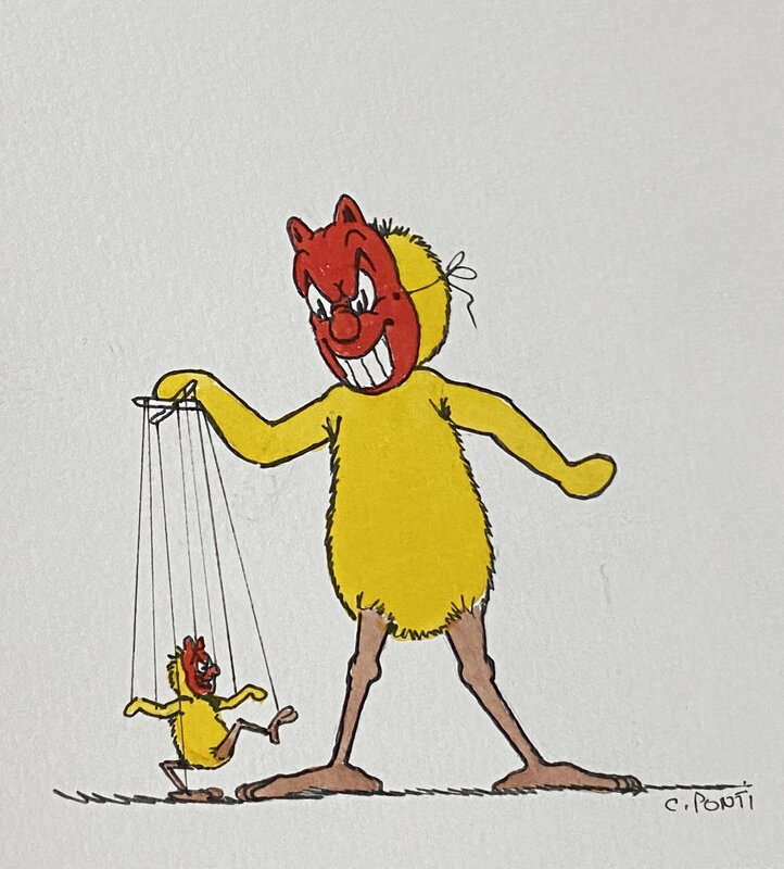 Blaise marionnette par Claude Ponti - Illustration originale