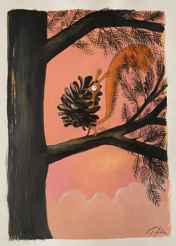 Ecureuil par Olivier Tallec - Illustration originale
