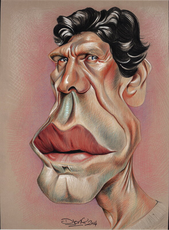 En vente - Djony : Caricature de Marc Lavoine - Illustration originale