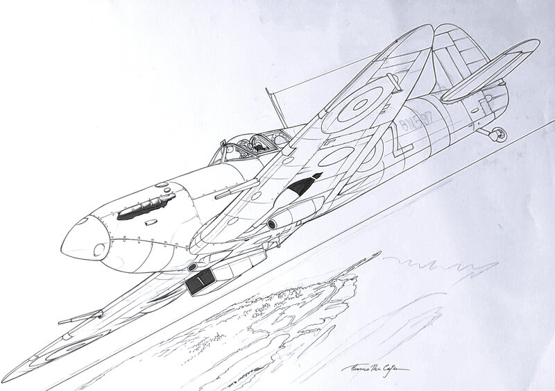 Thomas Du Caju, Spitfire BL423, qui s'est écrasé à Leffinge en 1943 - Original art