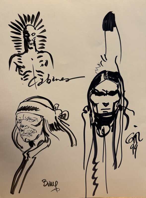 Jean Giraud, François Boucq, Max Cabanes, Les indiens - dessins de Giraud, Cabanes & Boucq - Original Illustration