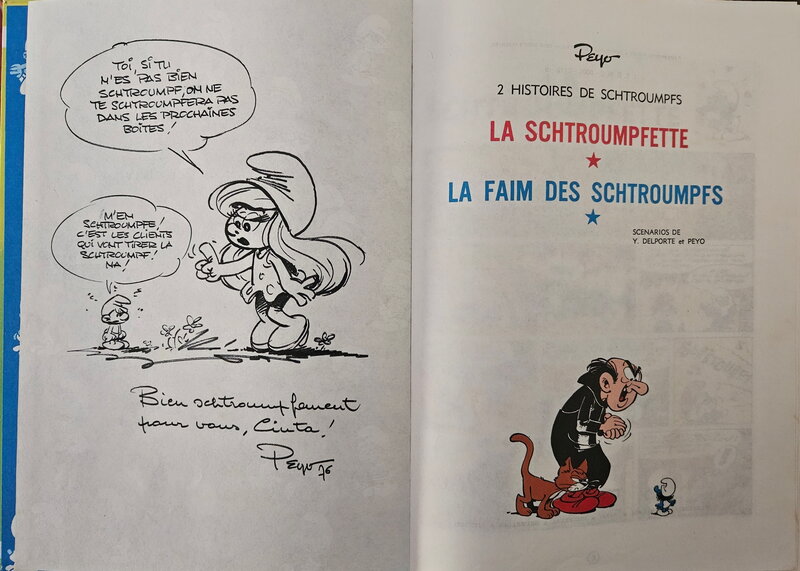 Peyo, 1976 - La Schtroumpfette - Dédicace