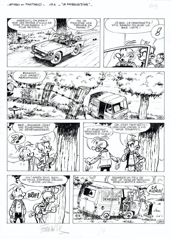 En vente - Jean-Claude Fournier, André Franquin, 1969 - Spirou et Fantasio : le Faiseur d'Or - Planche originale