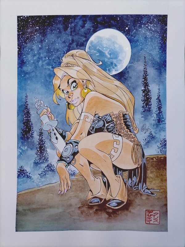 En vente - Didier Crisse, Atalante, la chasseresse - Illustration originale