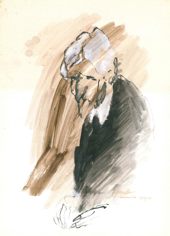 Old woman portrait by Alberto Breccia - Original Illustration