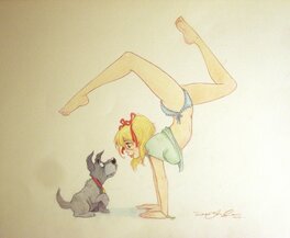 Dean Yeagle - Dean Yeagle - Mandy and the little dog - Illustration originale