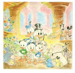 Carl Barks - Carl Barks colored drawing Which Disney Theme Park is This? - Original Illustration