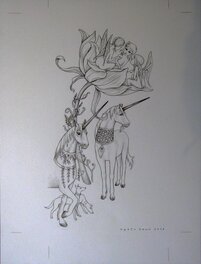 Agata Kawa - Le jardin des licornes 1 - Illustration originale