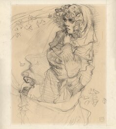 Original Illustration - Jeune fille aux clochettes par Jeffrey Jones