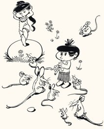 René Hausman - Saki et Zunie, 1964. - Original Illustration