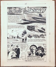 Pierre Le Guen - La fuite du cachalot - camera 34 numero 4 de juin  1949 - Planche originale