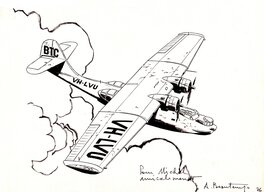 André Beautemps - Vol du Catalina - Original Illustration
