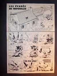 Marcel Remacle - Bobosse, « Les Evadés de Trifouillis », planche d'incipit, 1957. - Comic Strip