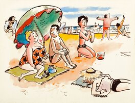 Jean Bellus - Clementine en Vacances 3 - Illustration originale