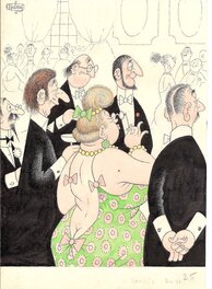 Albert Dubout - Cocktail - Original Illustration