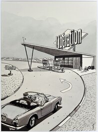 Loustal - Loustal, Libération "Le plein de lecteurs" - Illustration originale