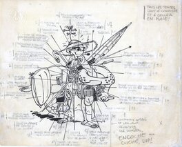 André Franquin - Fantasio en tenue de vacances - Illustration originale