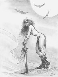 Nicolas Bournay - Woman with sword - Original Illustration