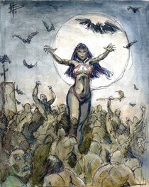 Nicolas Bournay - Croquis couleur vampirella - Illustration originale