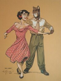 Illustration originale - Blacksad et Alma - Flamenco