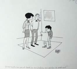 Jacques Faizant - Un grand classique du dessin d'humour !!! après les factures , les bulletins de notes ! - Illustration originale