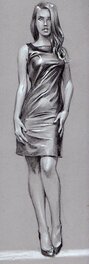 Laurent Libessart - Etude de drapé de robe - Illustration originale