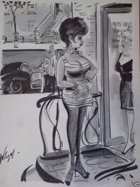 Bill Wenzel - School for young Ladies : what kind of future ?, circa 1965. - Original Illustration