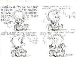 Didgé - Didge - Les Bébés - strip en 4 cases - GROS mots - Planche originale