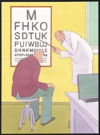 Miroslav Bartak - At the ophthalmologist - Original Illustration