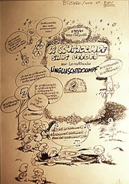 Marc Wasterlain - Le Schtroumpf sans Effort par la Méthode Linguaschtroumpf, 1971. - Original Illustration